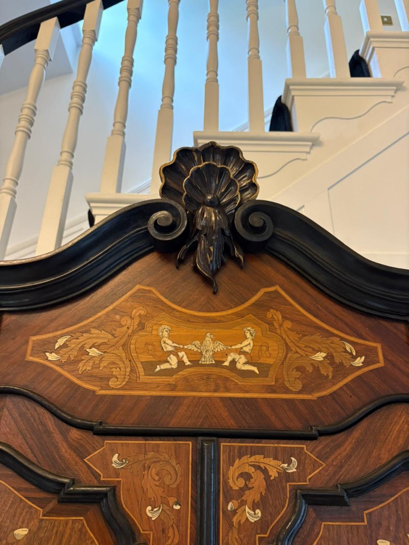 Outstanding Quality Antique Italian Marquetry Inlaid Burr Walnut Bureau Bookcase - Image 10